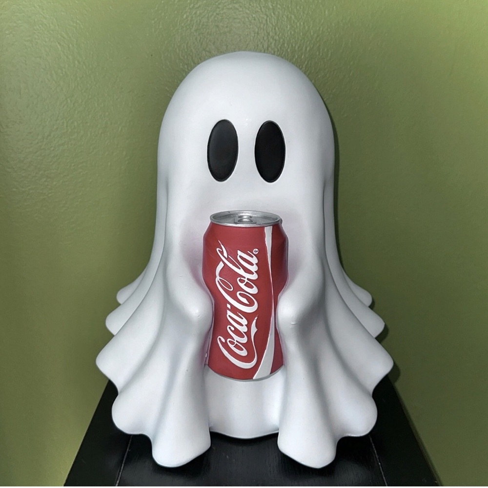 Coca-Cola Ghost Figure Halloween Decor Drink Holder Spooky Cute, NEW, White